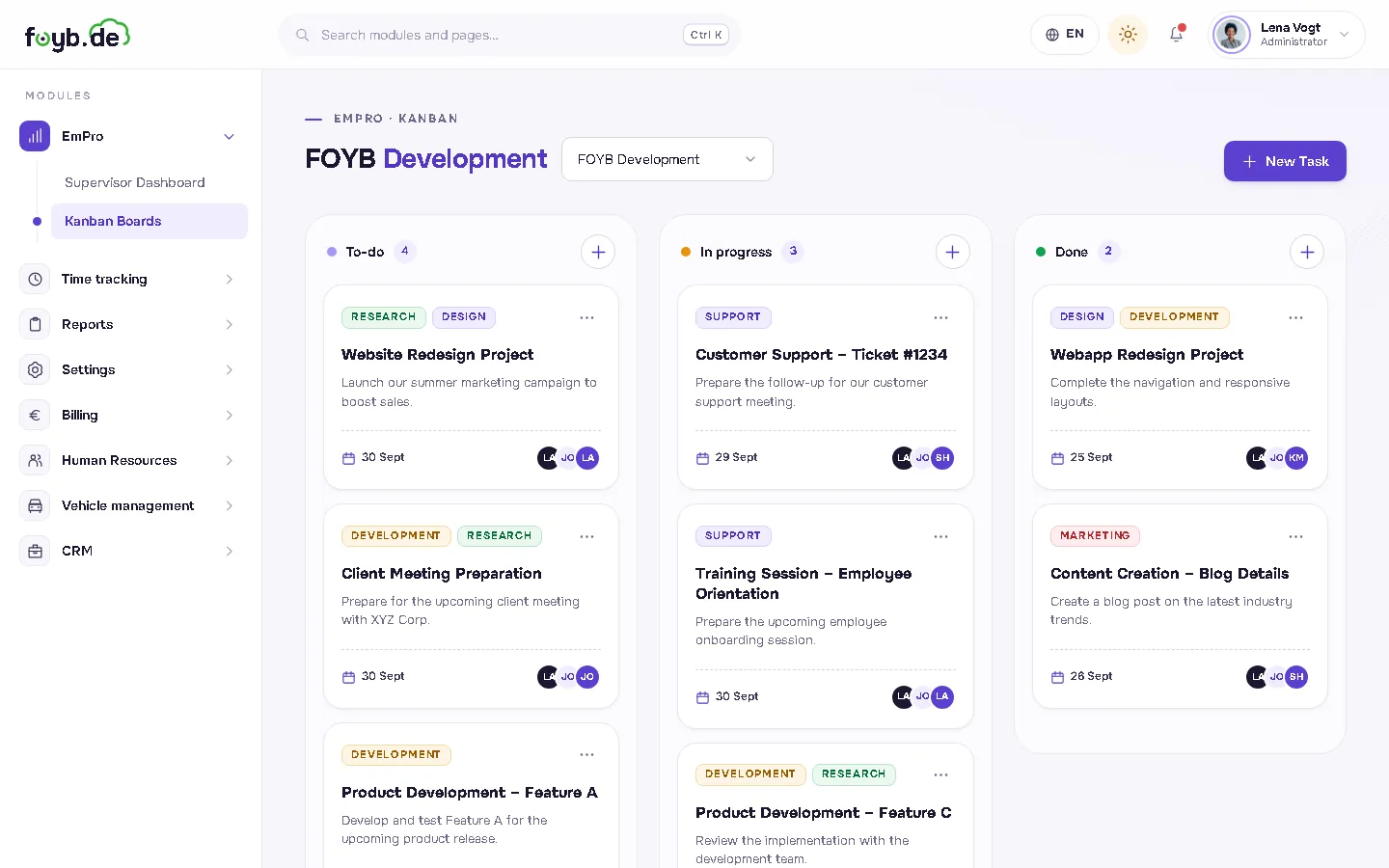 Projekte & Teams in FOYB